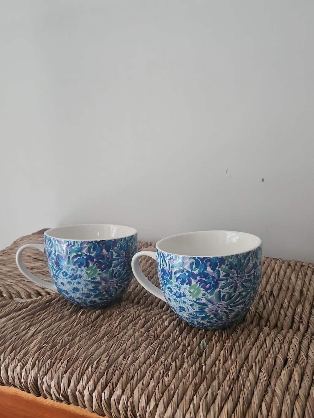 Lily pulitzer Flue Floral Ceramic Coffee Mugs - Set of 2